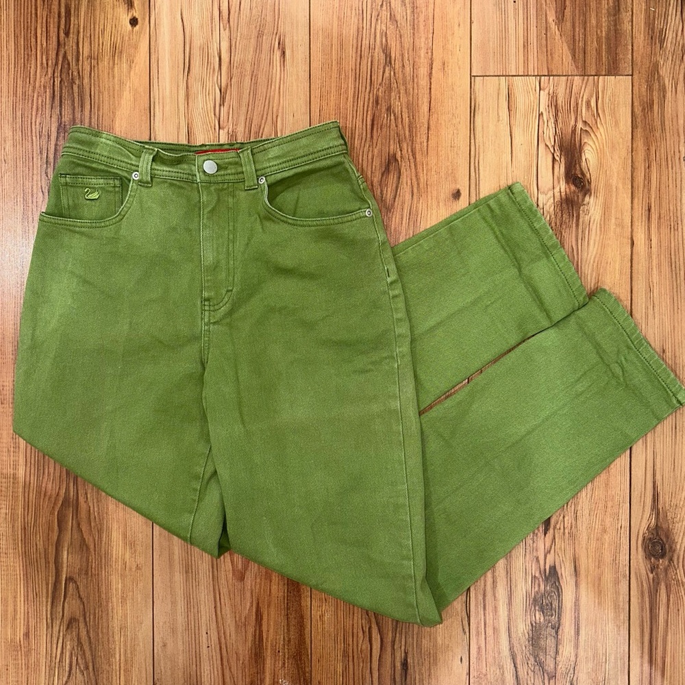 Gloria Vanderbilt Vintage Avocado Green Straight Leg Jeans Size 8